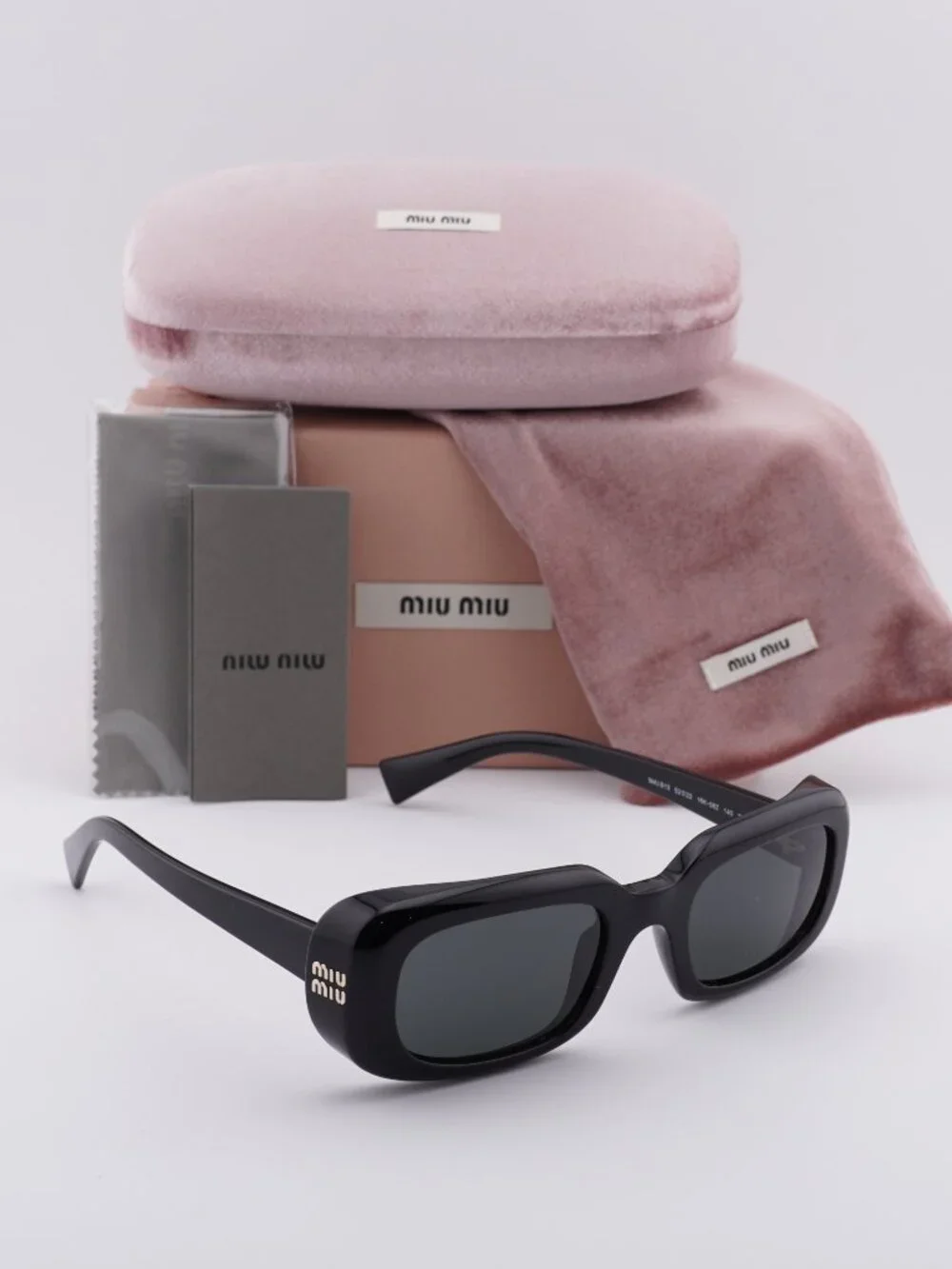 Miu Miu MUB13S 16K08Z Rectangle Sunglasses – Black\Dark Grey